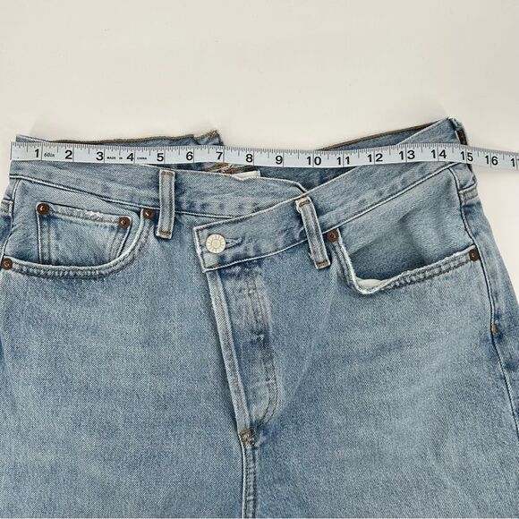 Agolde Criss Cross Straight Jeans Light Blue 28 Raw Hem - Picture 9 of 13